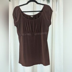Vintage XL JKLA Brown Milkmaid Top Y2K Boho 2000s